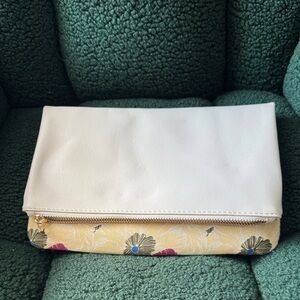 Elegant Cream and Floral Clutch